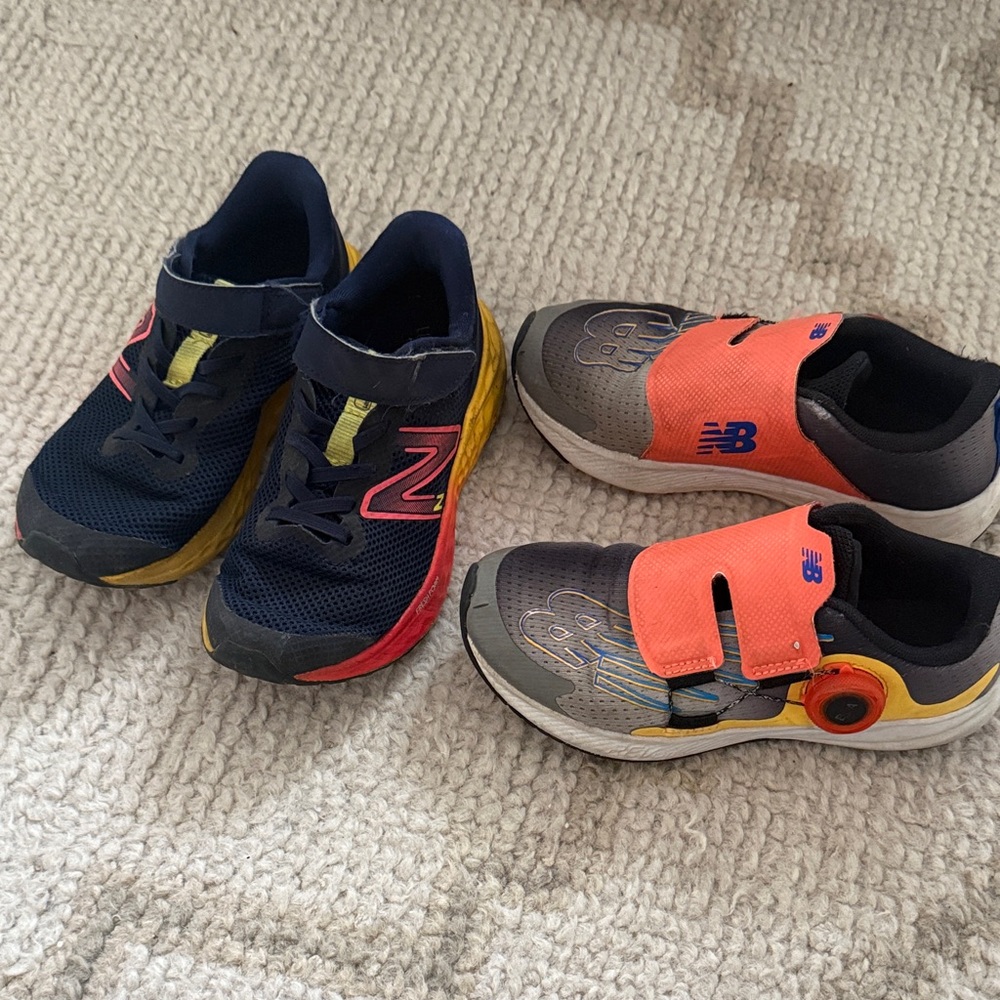 New Balance Kids Navy, Coral & Yellow FuelCore Sneakers